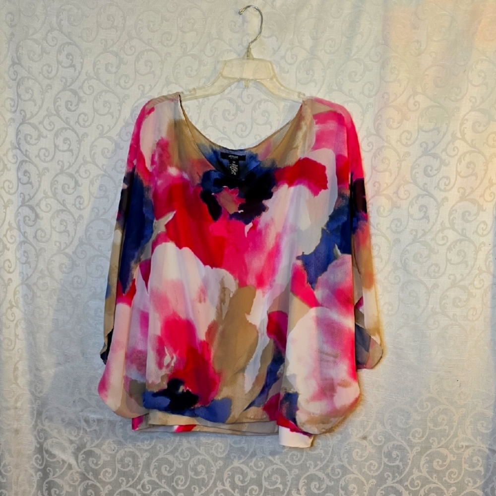 Alfani Pink and Blue Floral Blouse w/Cami